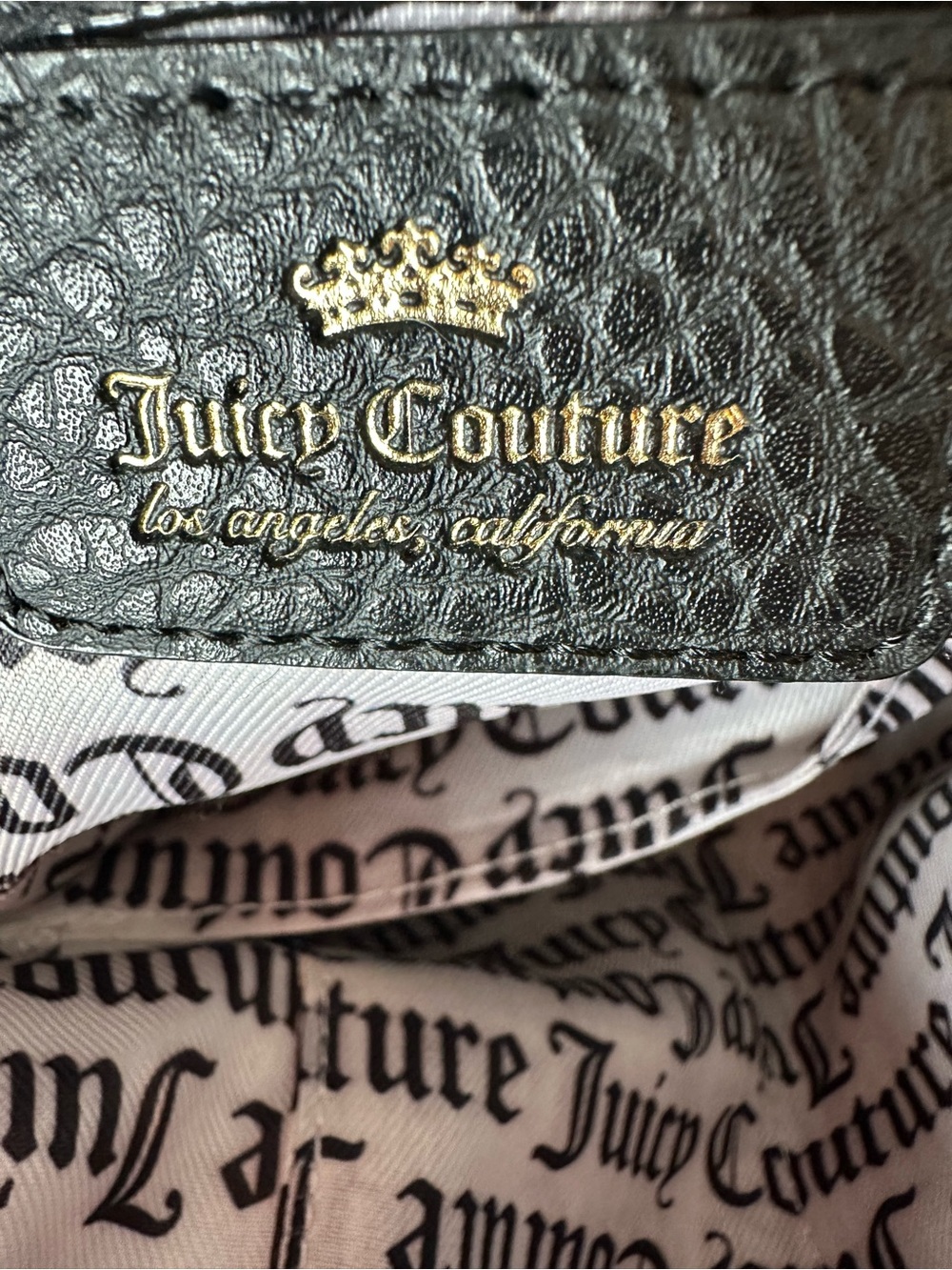 Juicy Couture Sweet Surrender Black Beige Satchel Monogram Dome Goth Hand Bag - Picture 2 of 13
